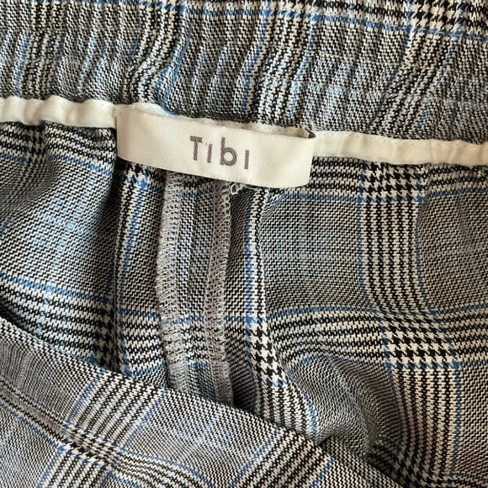 TIBI Cooper Plaid Wool Silk Jogger‎ Pants